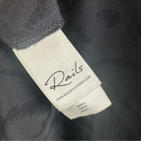 Rails Mini Dress Smocked Long Sleeve Dainty Jasmine Spotted Slate Size Small - Picture 6 of 8